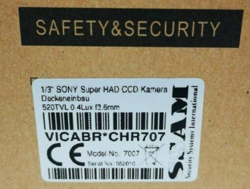 Analog 1/3" SONY Super HAD CCD Camera /VICABR*CHR707 / 520 TVL/ 0.4Lux/ f 3.6mm - Image 5